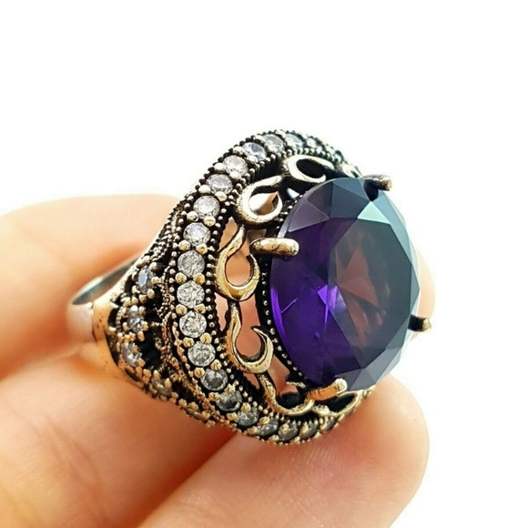 Turkish Traditional .925 Ameythst Handmade sz9 - Picture 4 of 4